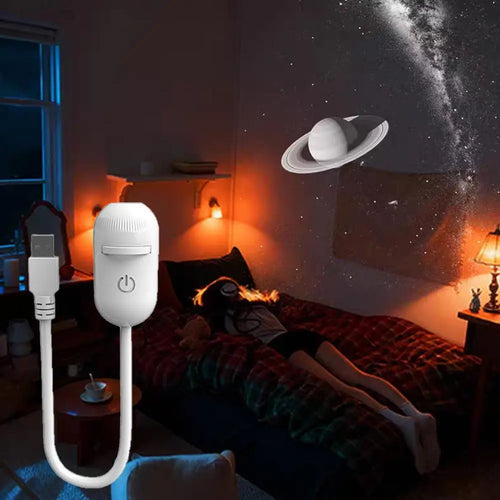 2-in-1 Galaxy Starry Sky Projector Portable 360° Rotate Mini LED Night Light Atmosphere Decor for Bedroom Home Party
