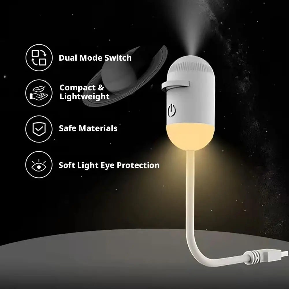 2-in-1 Galaxy Starry Sky Projector Portable 360° Rotate Mini LED Night Light Atmosphere Decor for Bedroom Home Party