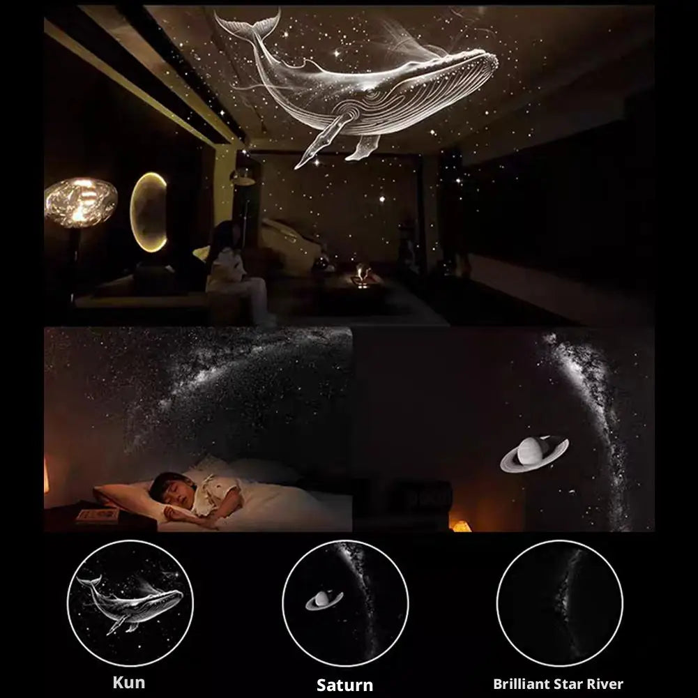 2-in-1 Galaxy Starry Sky Projector Portable 360° Rotate Mini LED Night Light Atmosphere Decor for Bedroom Home Party
